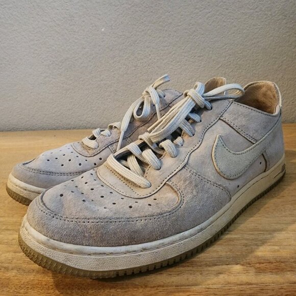 Nike Womens Air Force 1 Low Shoes Sneaker Suede 487643-201 Light Sandtrap Size 8 - Picture 2 of 13